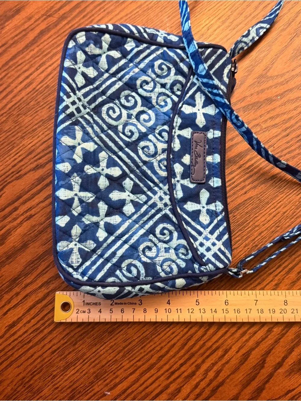 Vera Bradley Little Crossbody Bag Cuban Tiles Blue Quilted Cotton Purse